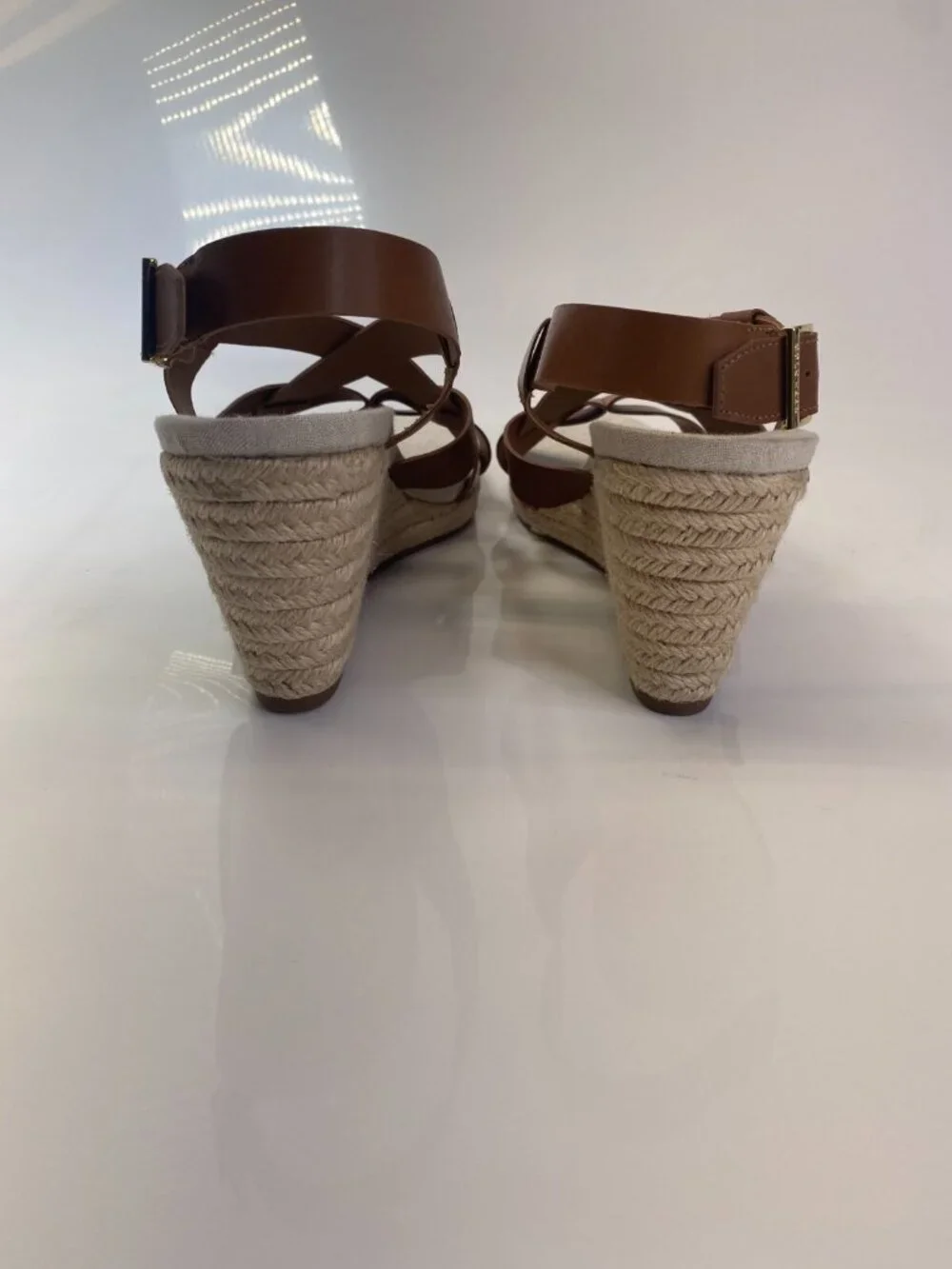 Cole Haan Women's Crystal Brown Espadrille Wedge Sandal 70mm Sz 11